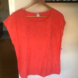 Coral Pointelle Top